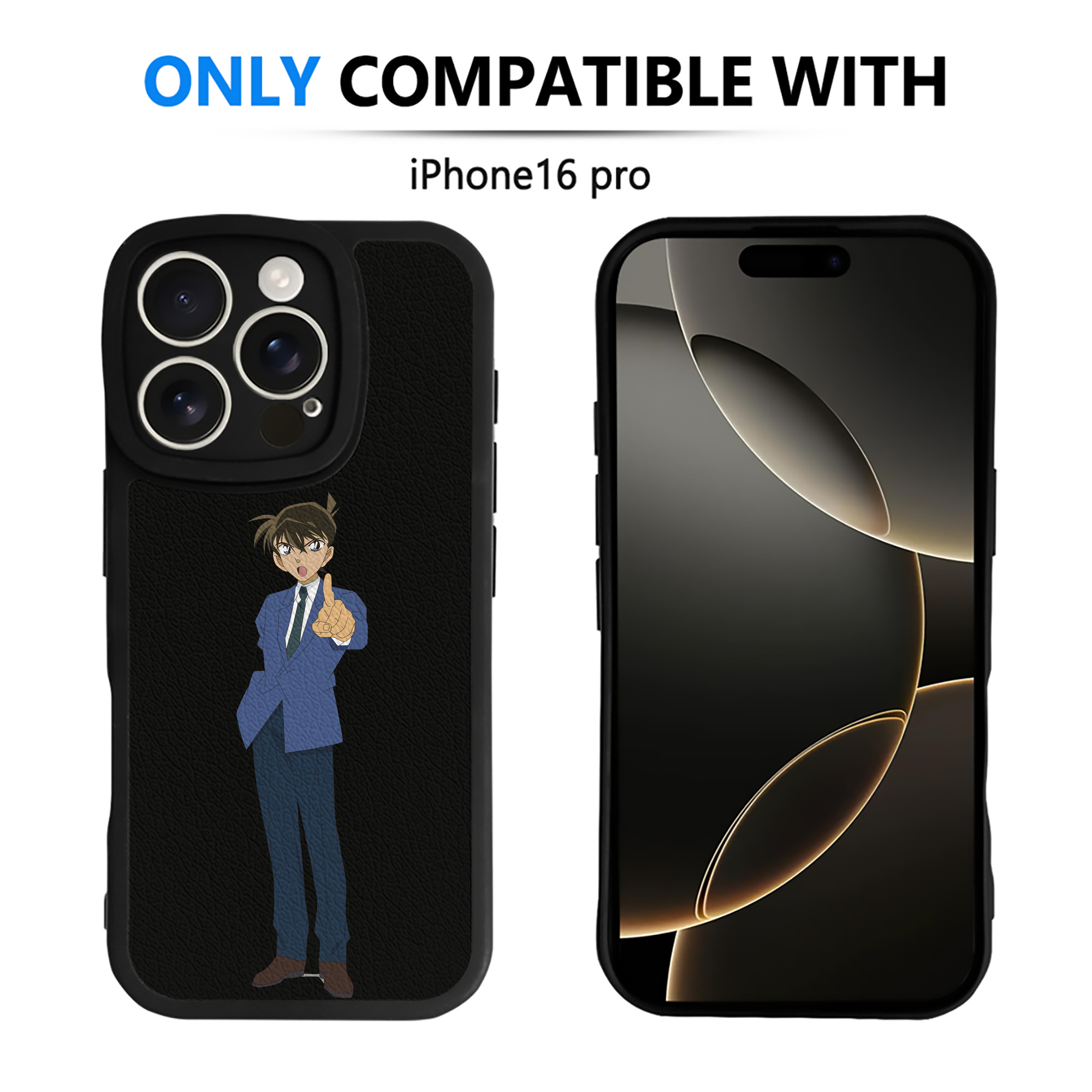 （画像用） 名探偵コナン 江戸川 コナン Detective Conan Conan Edogawa 【iPhone 16シリーズ対応】シリコンスマホケース（レザー調） 材質：シリコン